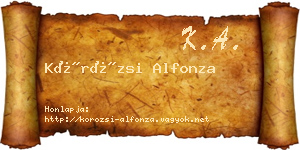 Körözsi Alfonza névjegykártya